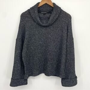 NWT GIBSONLOOK Charcoal Gray Flare Sleeve Cowl Neck Sweater Size Small Relaxed